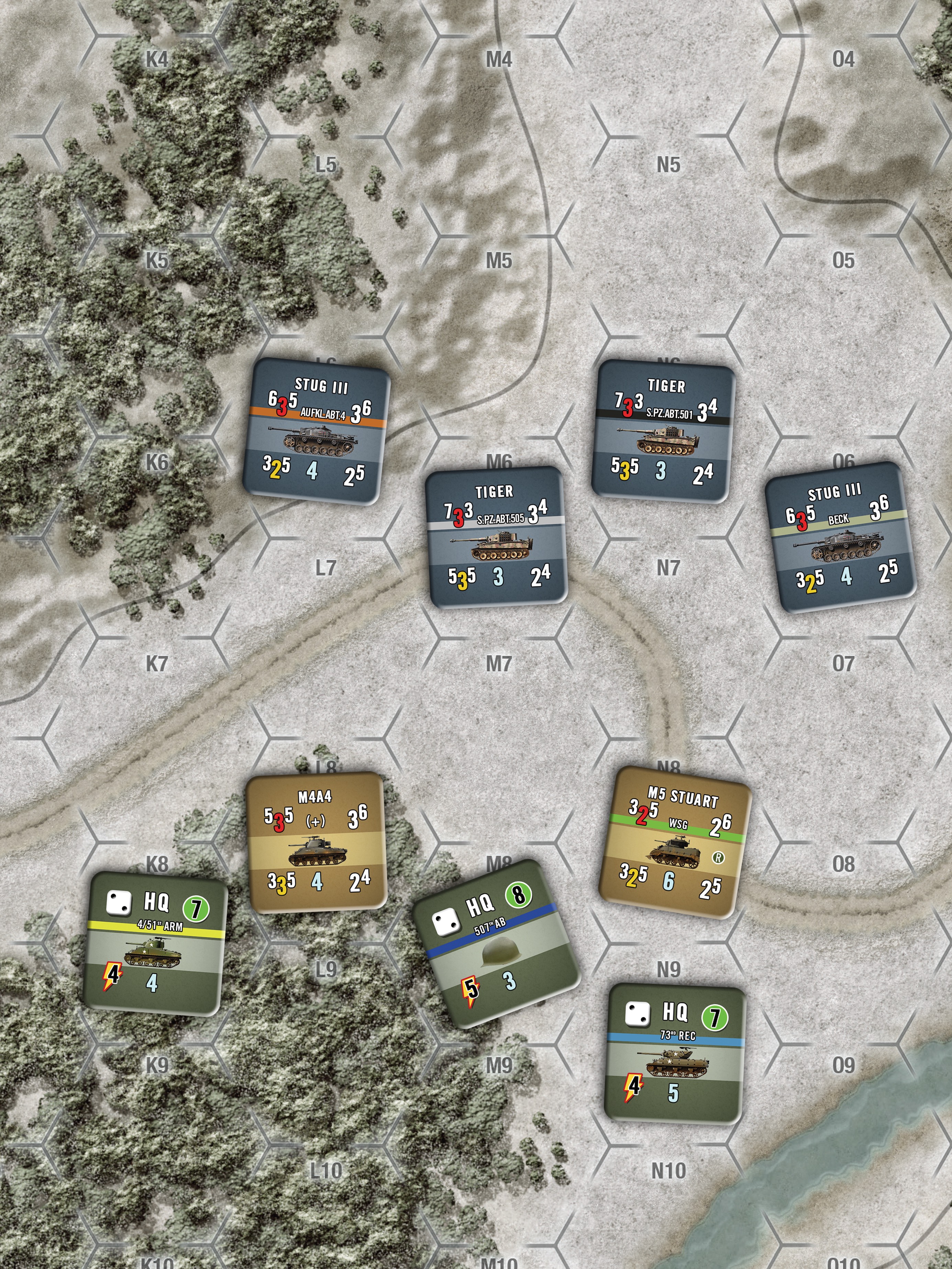 White Star Rising  Winter Map and Counters 3